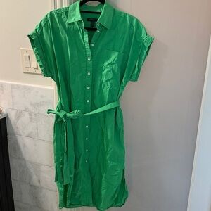 Banana Republic green oversized shirt dress size Medium petite